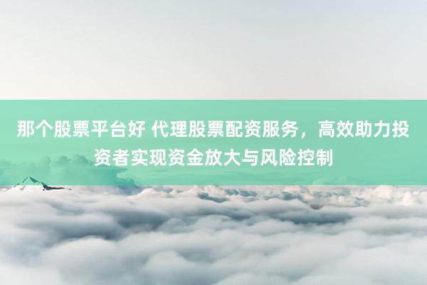 那个股票平台好 代理股票配资服务，高效助力投资者实现资金放大与风险控制