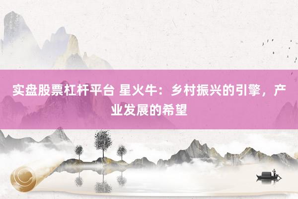 实盘股票杠杆平台 星火牛：乡村振兴的引擎，产业发展的希望