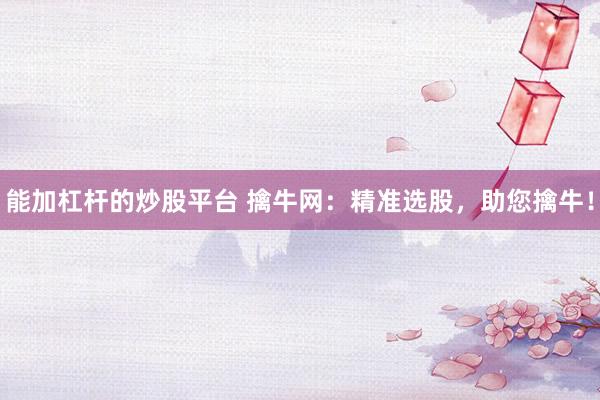 能加杠杆的炒股平台 擒牛网：精准选股，助您擒牛！