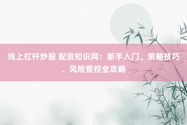 线上杠杆炒股 配资知识网：新手入门、策略技巧、风险管控全攻略