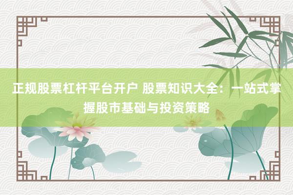 正规股票杠杆平台开户 股票知识大全：一站式掌握股市基础与投资策略