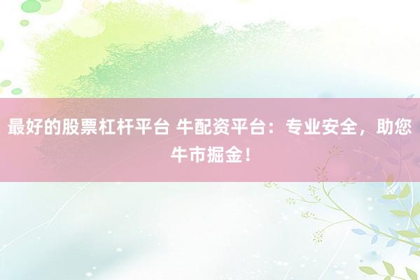 最好的股票杠杆平台 牛配资平台：专业安全，助您牛市掘金！