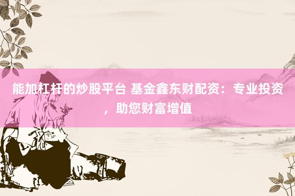 能加杠杆的炒股平台 基金鑫东财配资：专业投资，助您财富增值