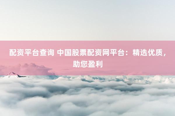 配资平台查询 中国股票配资网平台：精选优质，助您盈利
