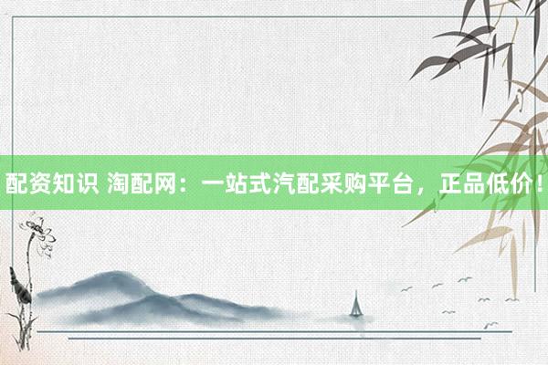 配资知识 淘配网：一站式汽配采购平台，正品低价！