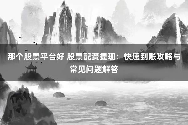 那个股票平台好 股票配资提现:快速到账攻略与常见问题解答