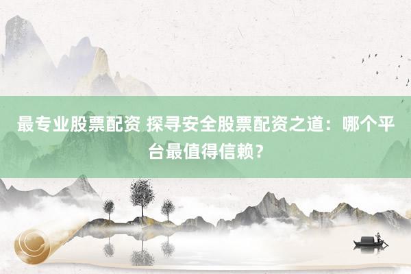 最专业股票配资 探寻安全股票配资之道:哪个平台最值得信赖?