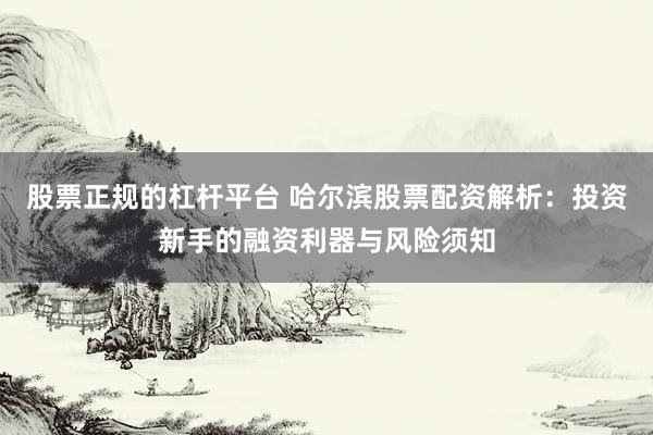 股票正规的杠杆平台 哈尔滨股票配资解析:投资新手的融资利器与风险须知