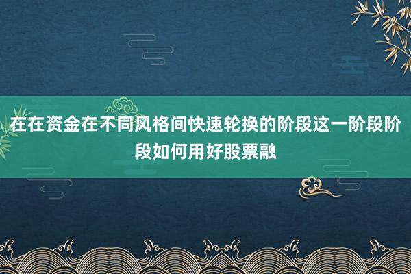 在在资金在不同风格间快速轮换的阶段这一阶段阶段如何用好股票融