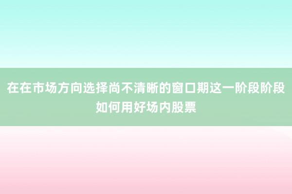 在在市场方向选择尚不清晰的窗口期这一阶段阶段如何用好场内股票