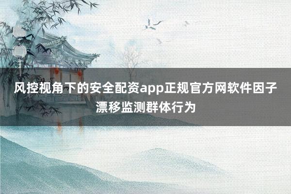 风控视角下的安全配资app正规官方网软件因子漂移监测群体行为