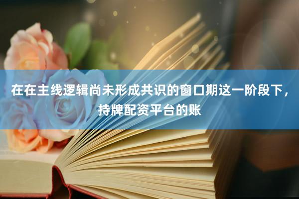 在在主线逻辑尚未形成共识的窗口期这一阶段下，持牌配资平台的账