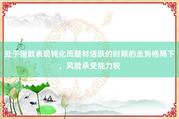 处于指数表现钝化而题材活跃的时期的走势格局下，风险承受能力较
