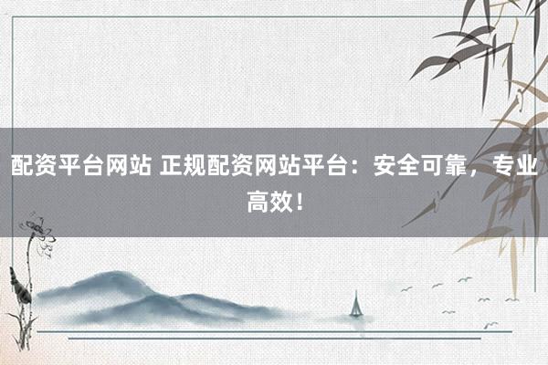配资平台网站 正规配资网站平台：安全可靠，专业高效！